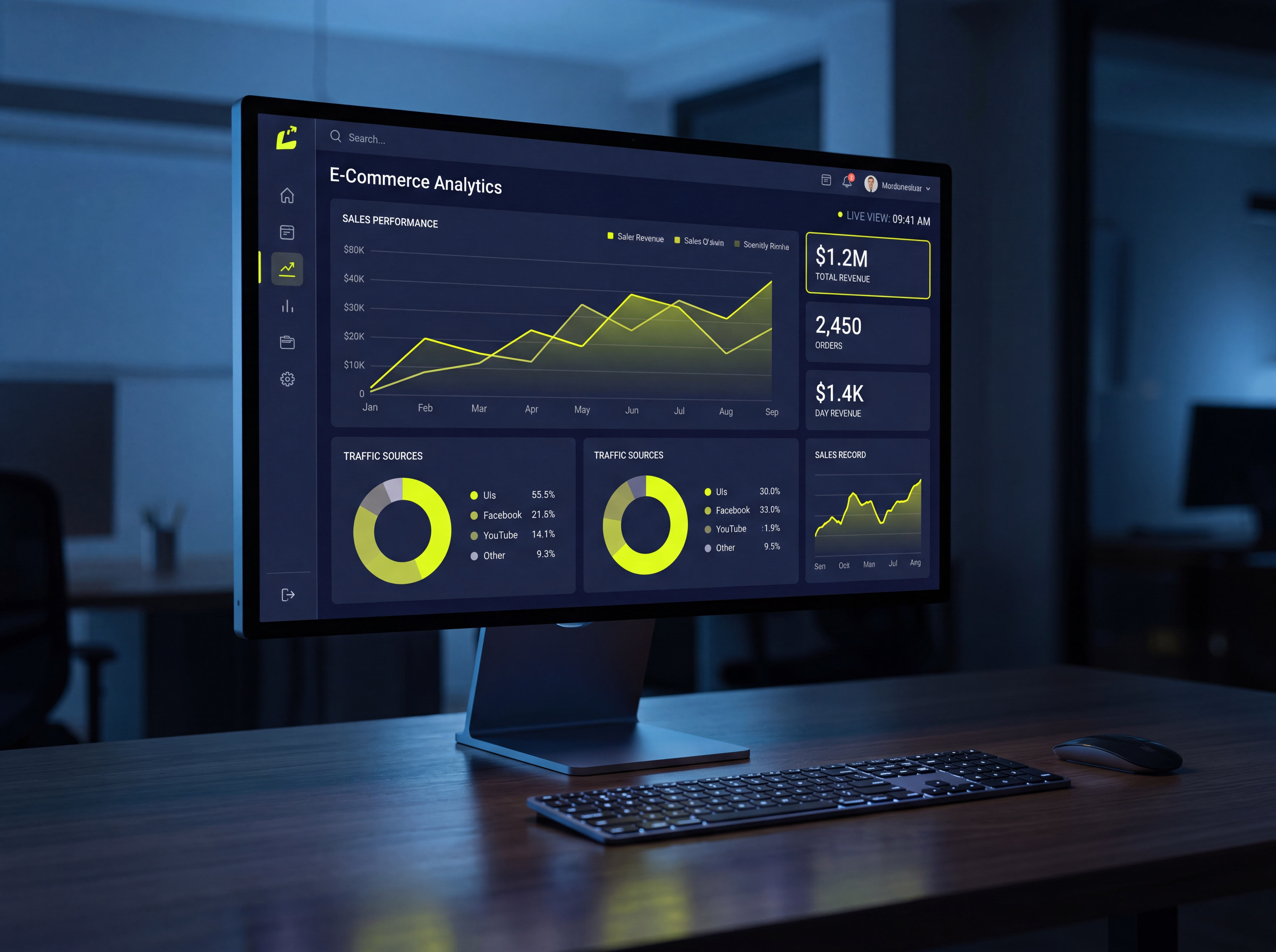 Modern e-commerce dashboard mockup with analytics