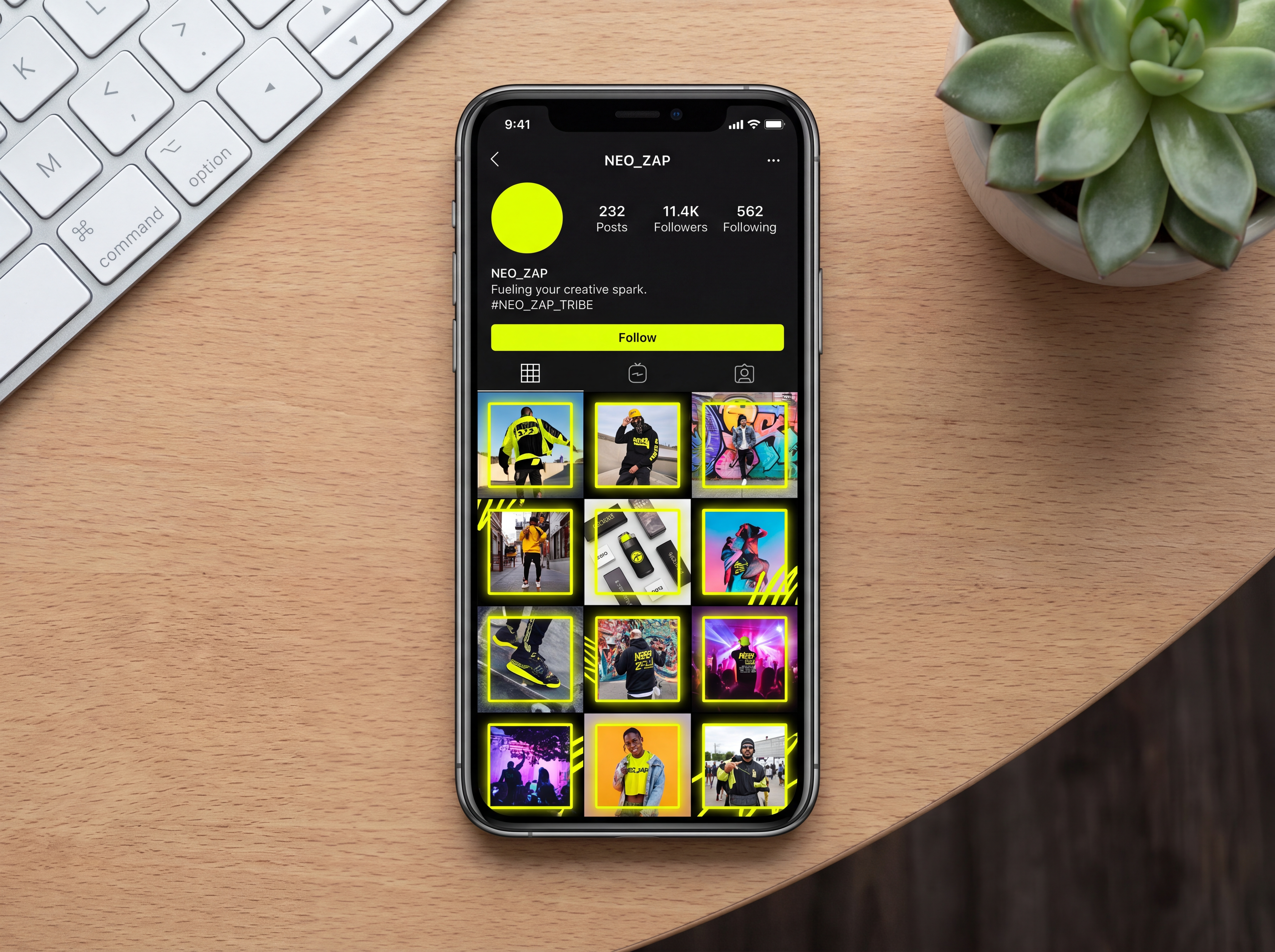 Instagram grid mockup with vibrant UGC content