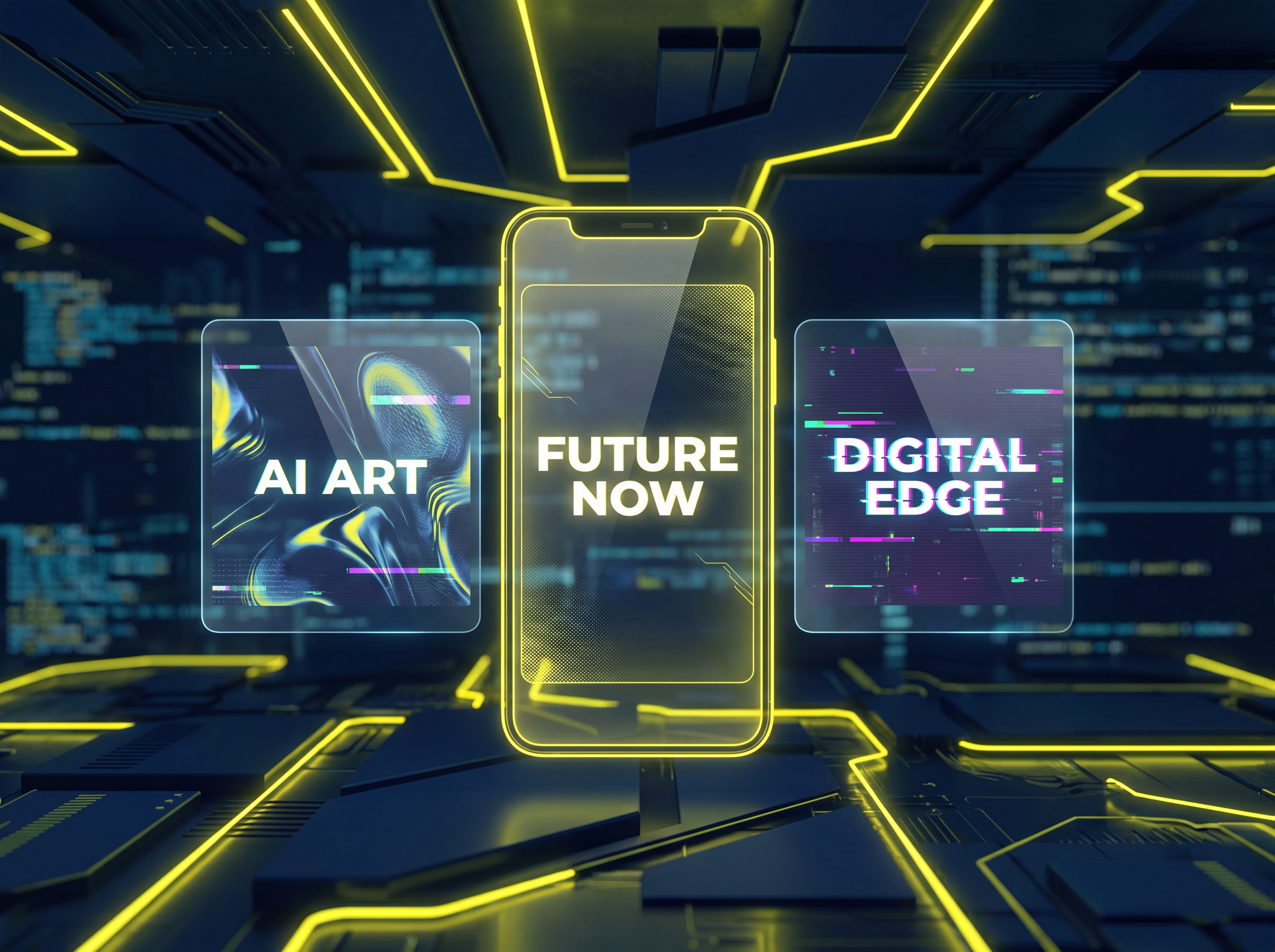 Mobile ad creative carousel floating mockup