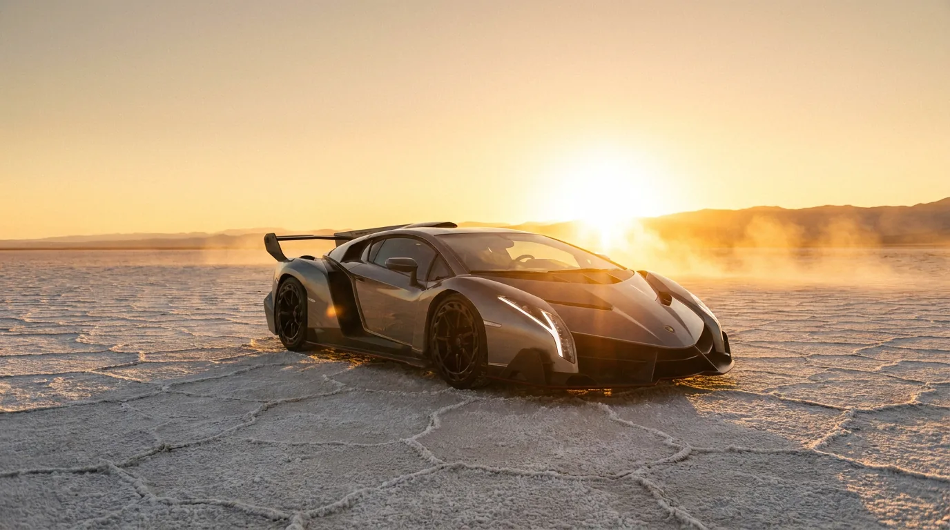 Veneno on open flats at golden hour