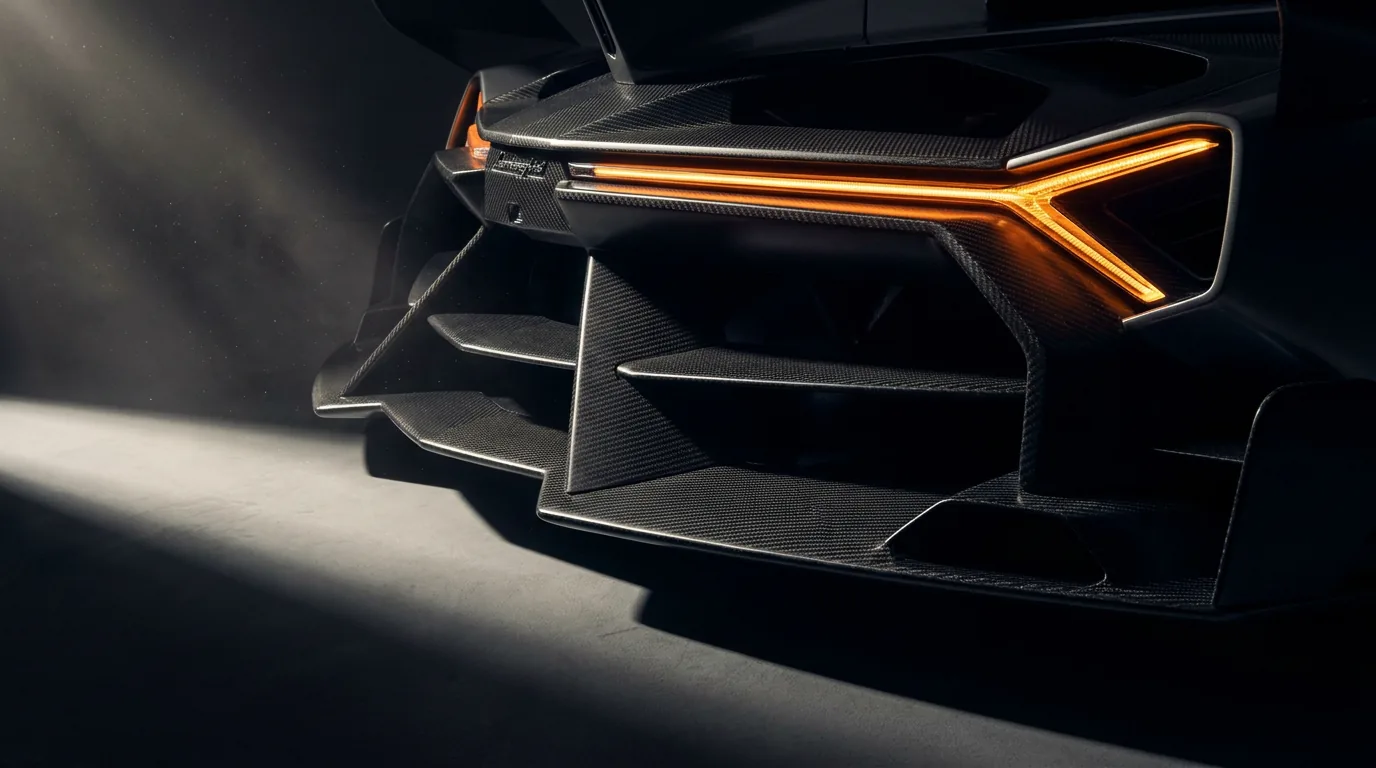 Macro detail of Veneno aerodynamics and Y-shaped light signature